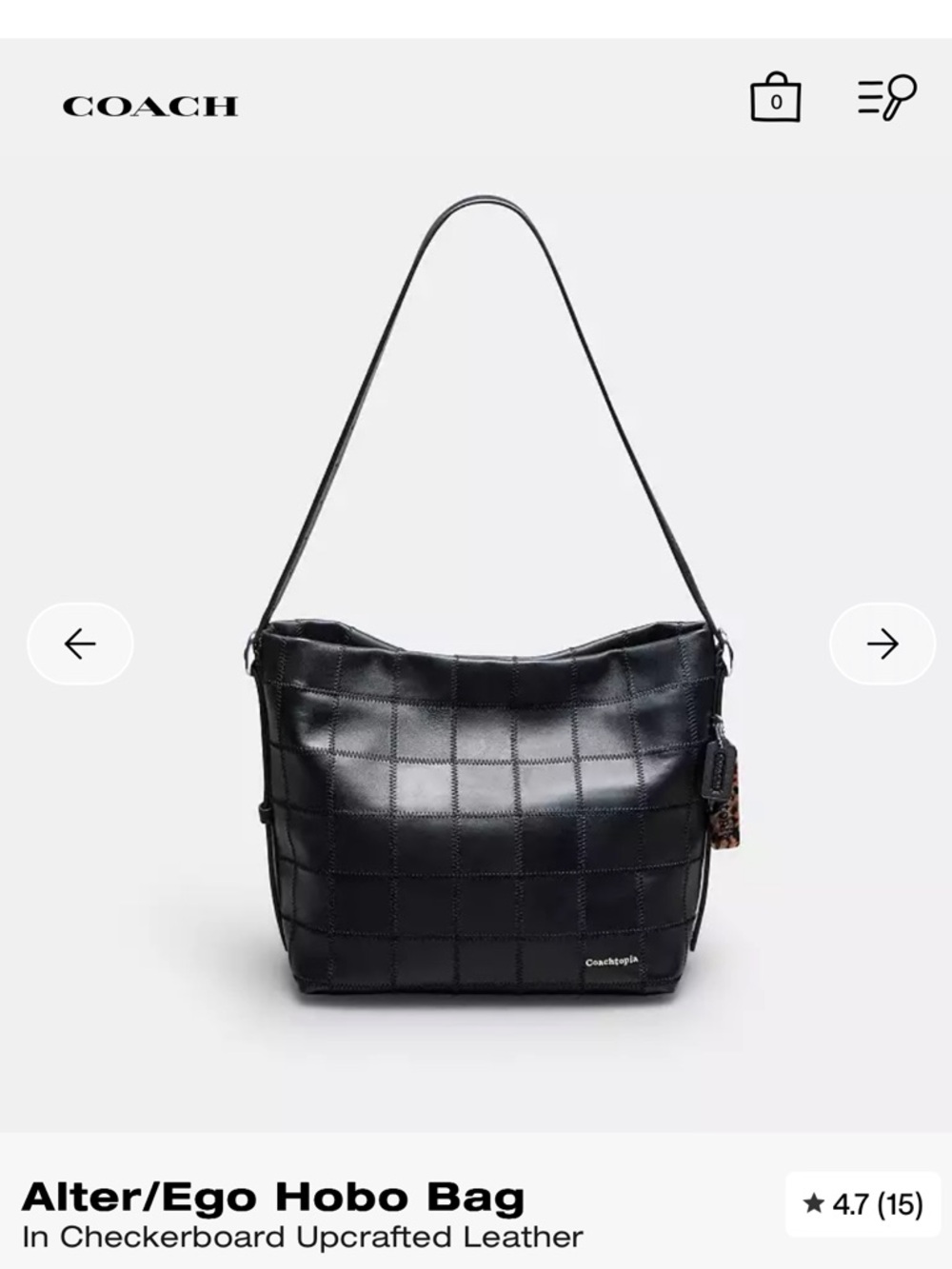 Coach Black Checkerboard Upcrafted Leather Alter/Ego Hobo